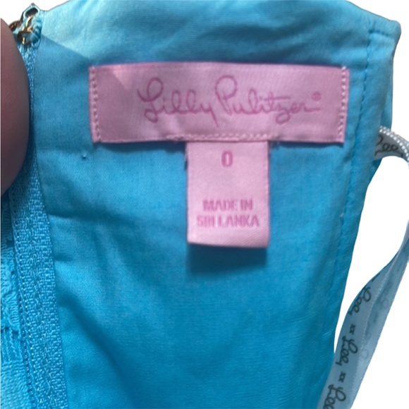 Lilly Pulitzer strapless aqua eyelet dress. Size 0. Completely lined - Picture 7 of 9